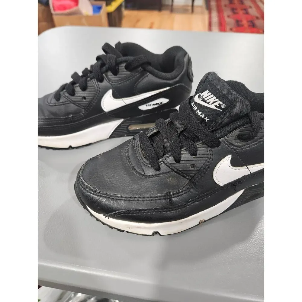 Nike Air Max 90 2.5Y Black White Leather Kids Youth Sneakers CD6867-010
